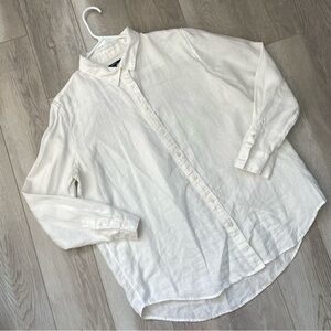 Quince Linen Shirt flax button up womens White (large) minimalist preppy classic